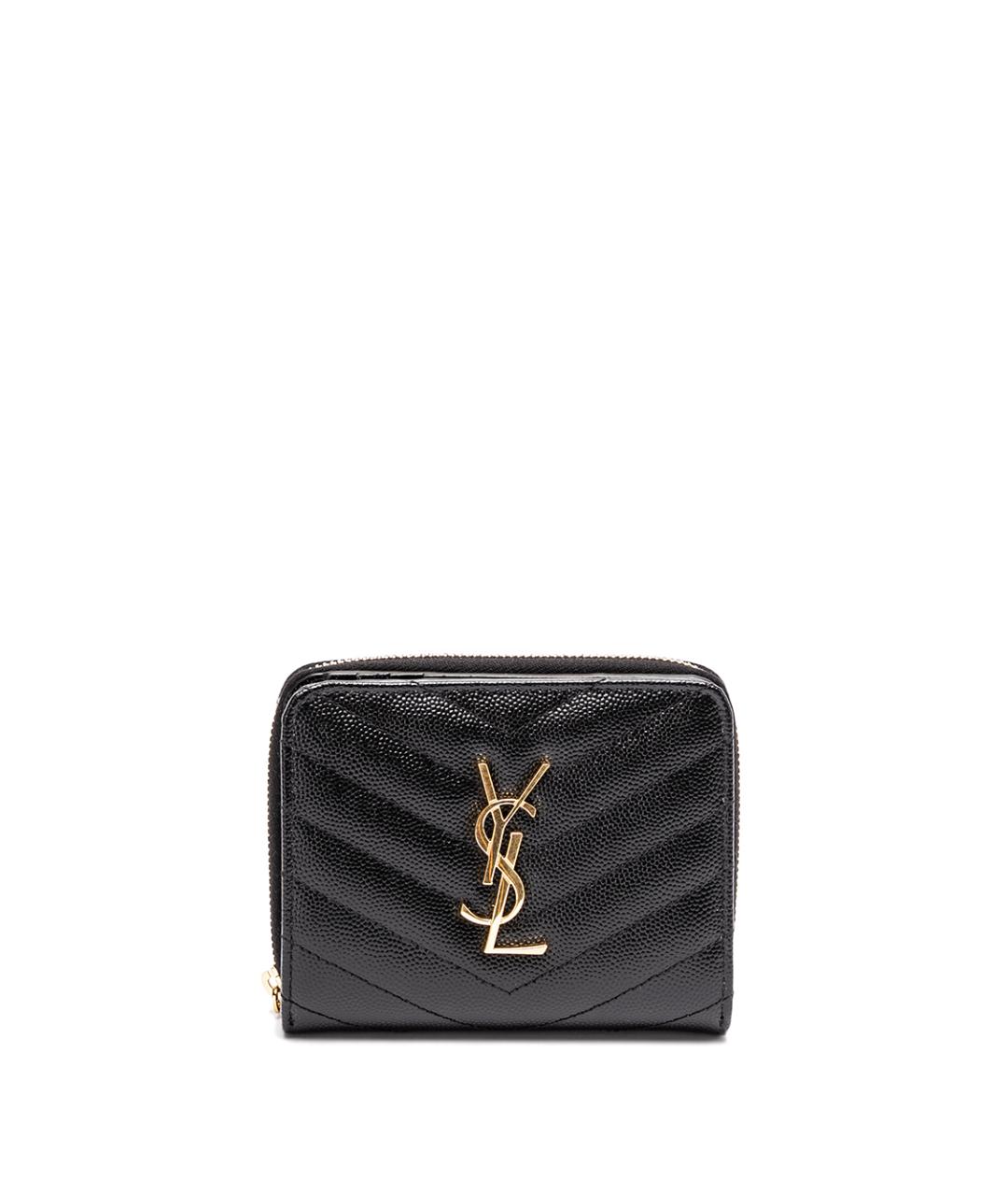 SAINT LAURENT Черный кожаный кошелек, фото 1