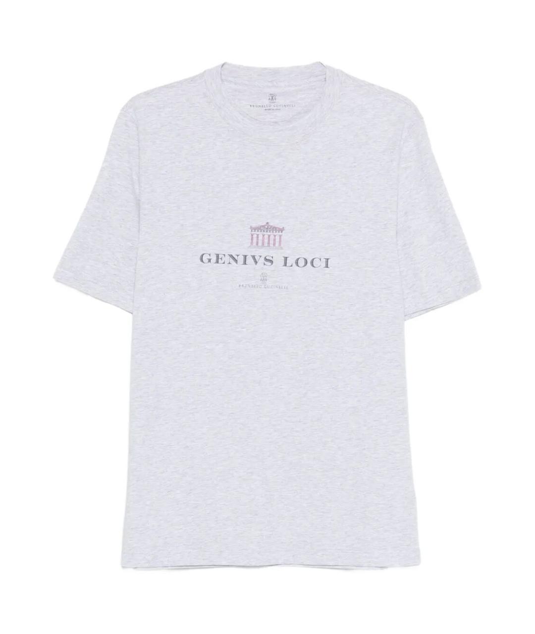 BRUNELLO CUCINELLI Серая хлопковая футболка, фото 1