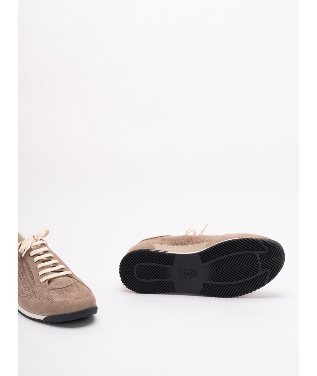 BRUNELLO CUCINELLI Бежевые замшевые низкие кроссовки / кеды, фото 4