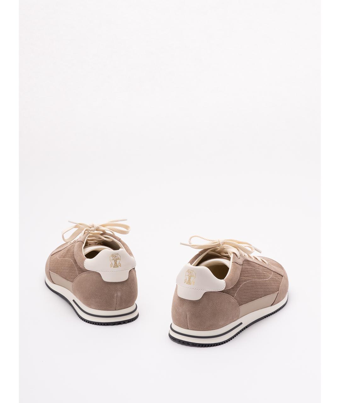 BRUNELLO CUCINELLI Бежевые замшевые низкие кроссовки / кеды, фото 3