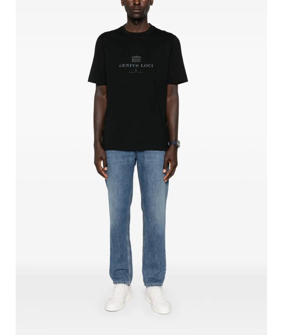 BRUNELLO CUCINELLI Черная хлопковая футболка, фото 2