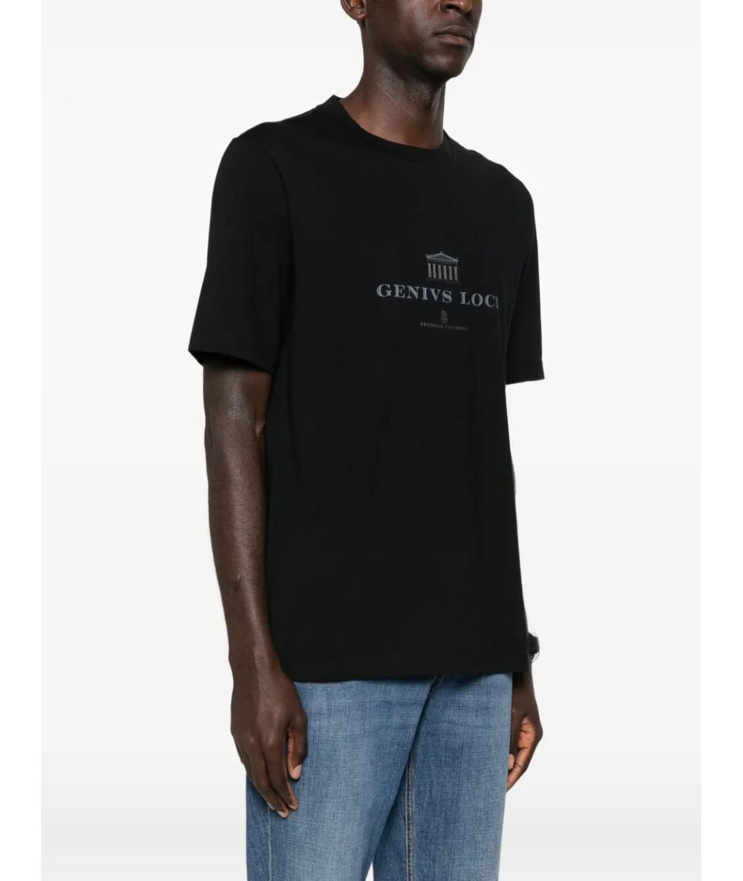 BRUNELLO CUCINELLI Черная хлопковая футболка, фото 4