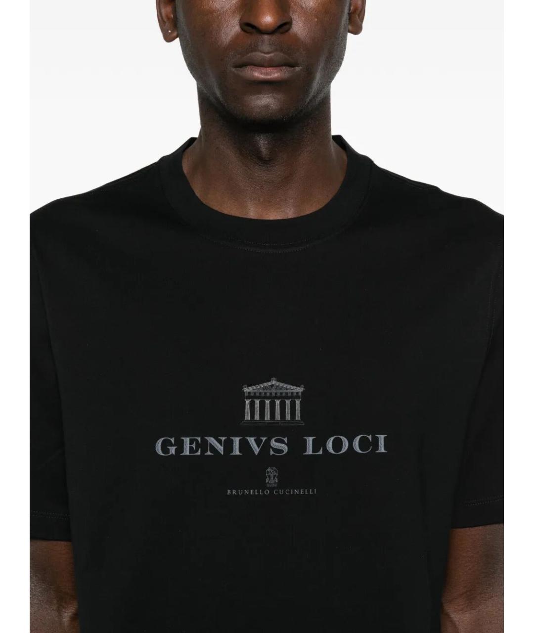 BRUNELLO CUCINELLI Черная хлопковая футболка, фото 3