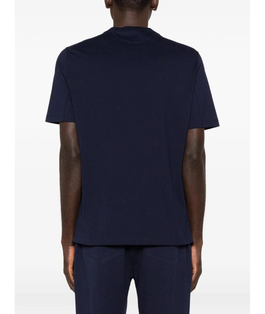 BRUNELLO CUCINELLI Темно-синяя хлопковая футболка, фото 5