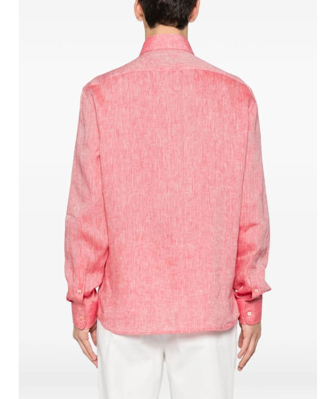 BRUNELLO CUCINELLI Розовая льняная кэжуал рубашка, фото 3