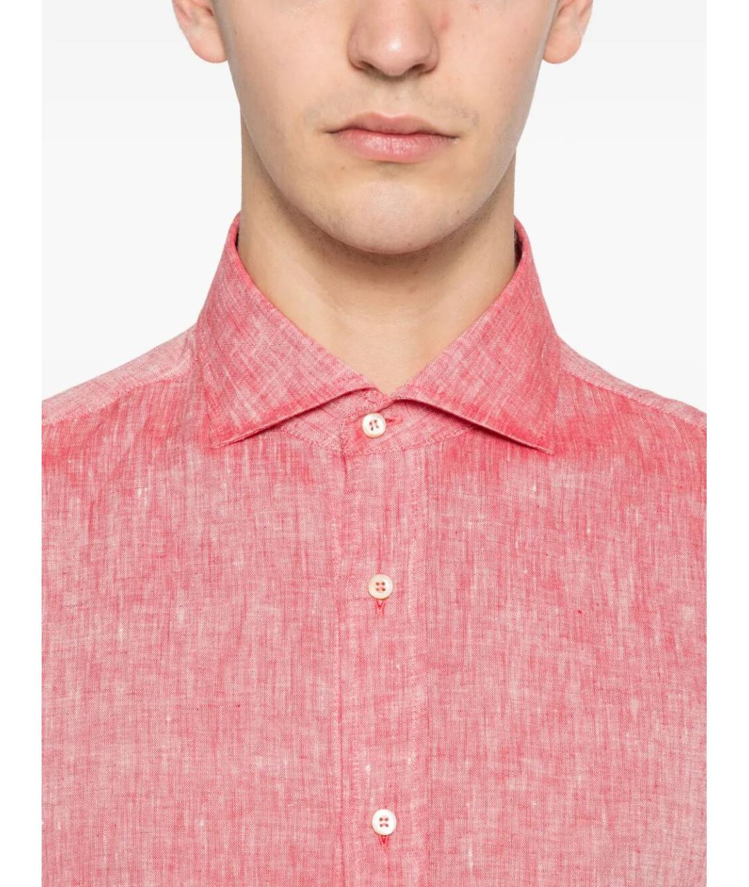BRUNELLO CUCINELLI Розовая льняная кэжуал рубашка, фото 4