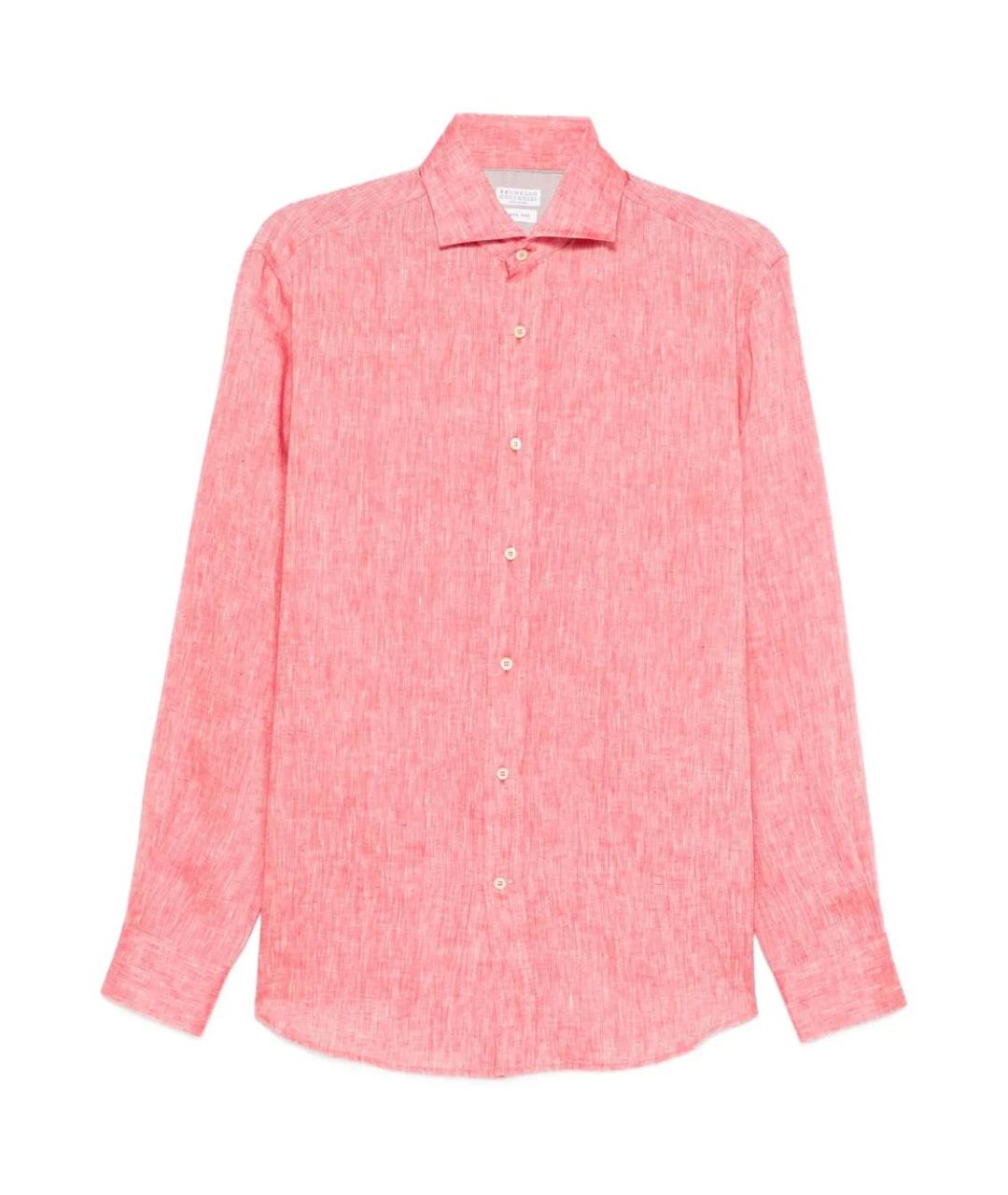 BRUNELLO CUCINELLI Розовая льняная кэжуал рубашка, фото 1