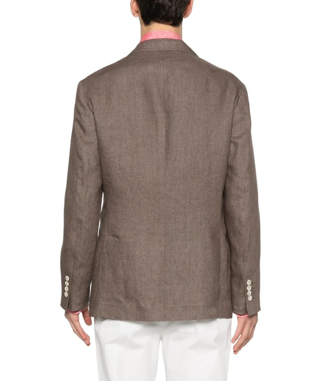 BRUNELLO CUCINELLI Коричневый льняной пиджак, фото 5