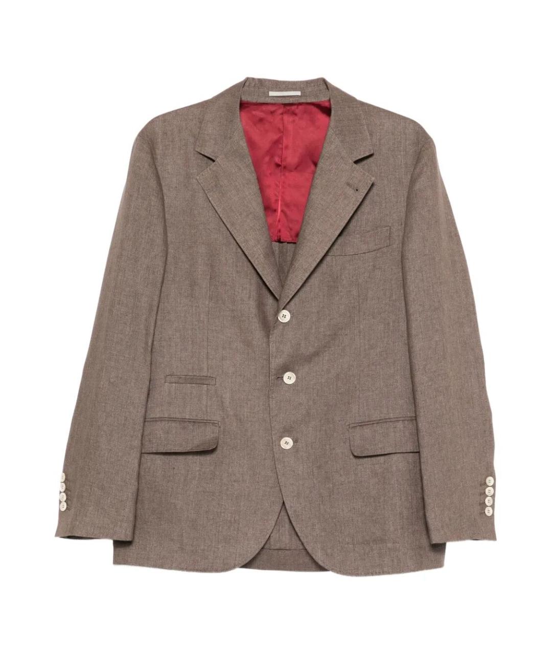 BRUNELLO CUCINELLI Коричневый льняной пиджак, фото 1