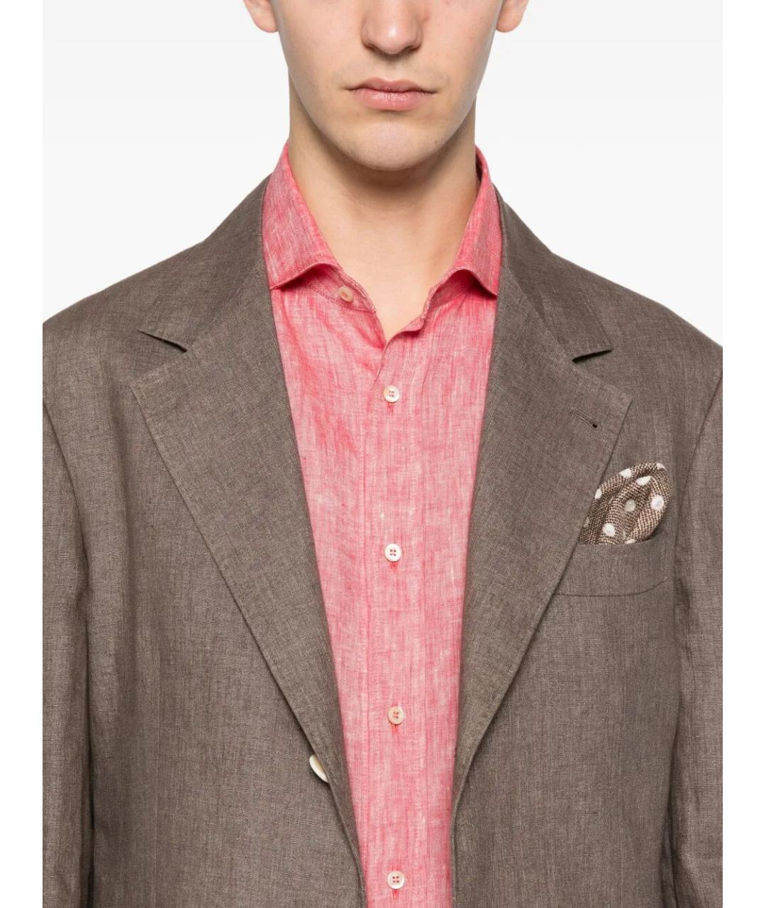 BRUNELLO CUCINELLI Коричневый льняной пиджак, фото 3