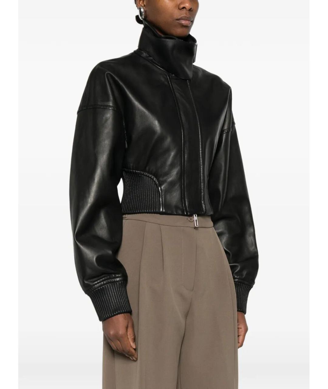 SPORTMAX Черная кожаная куртка, фото 5