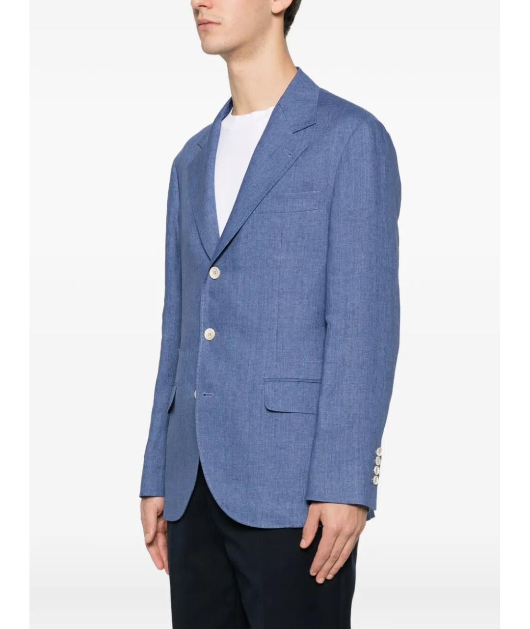 BRUNELLO CUCINELLI Голубой льняной пиджак, фото 3