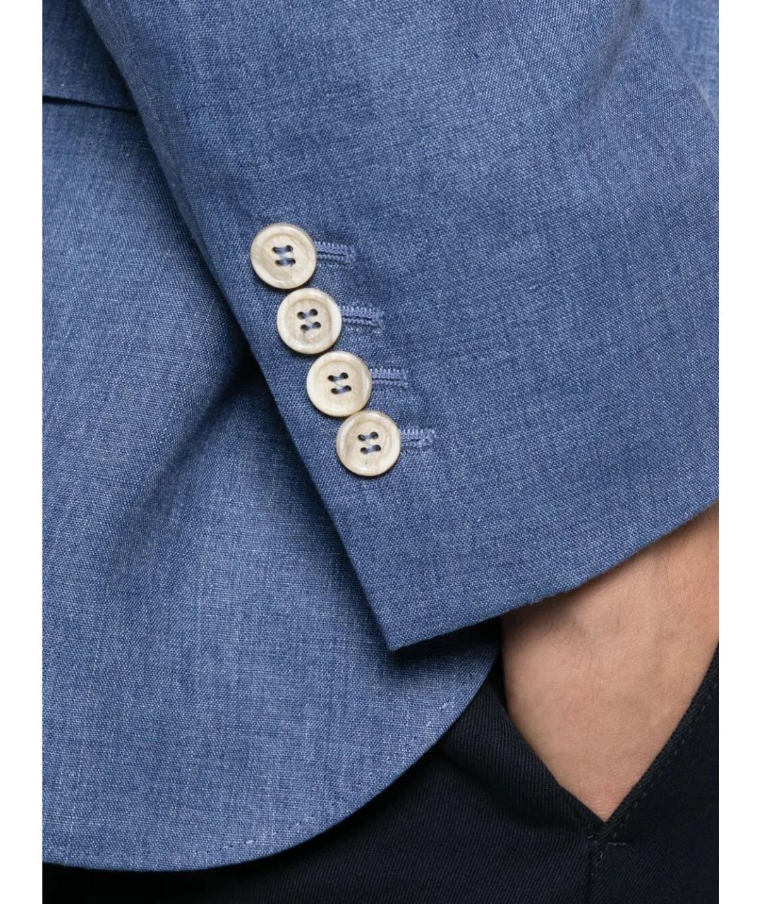 BRUNELLO CUCINELLI Голубой льняной пиджак, фото 5