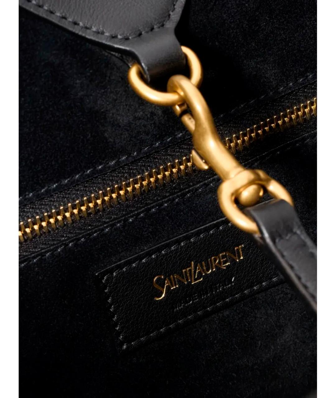 SAINT LAURENT Черная кожаная сумка тоут, фото 3