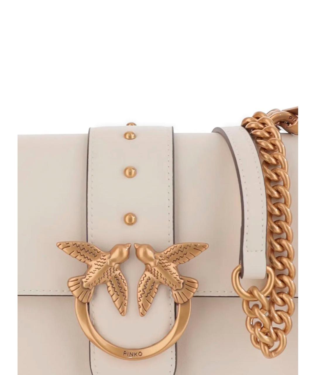 PINKO Бежевая кожаная сумка через плечо, фото 4
