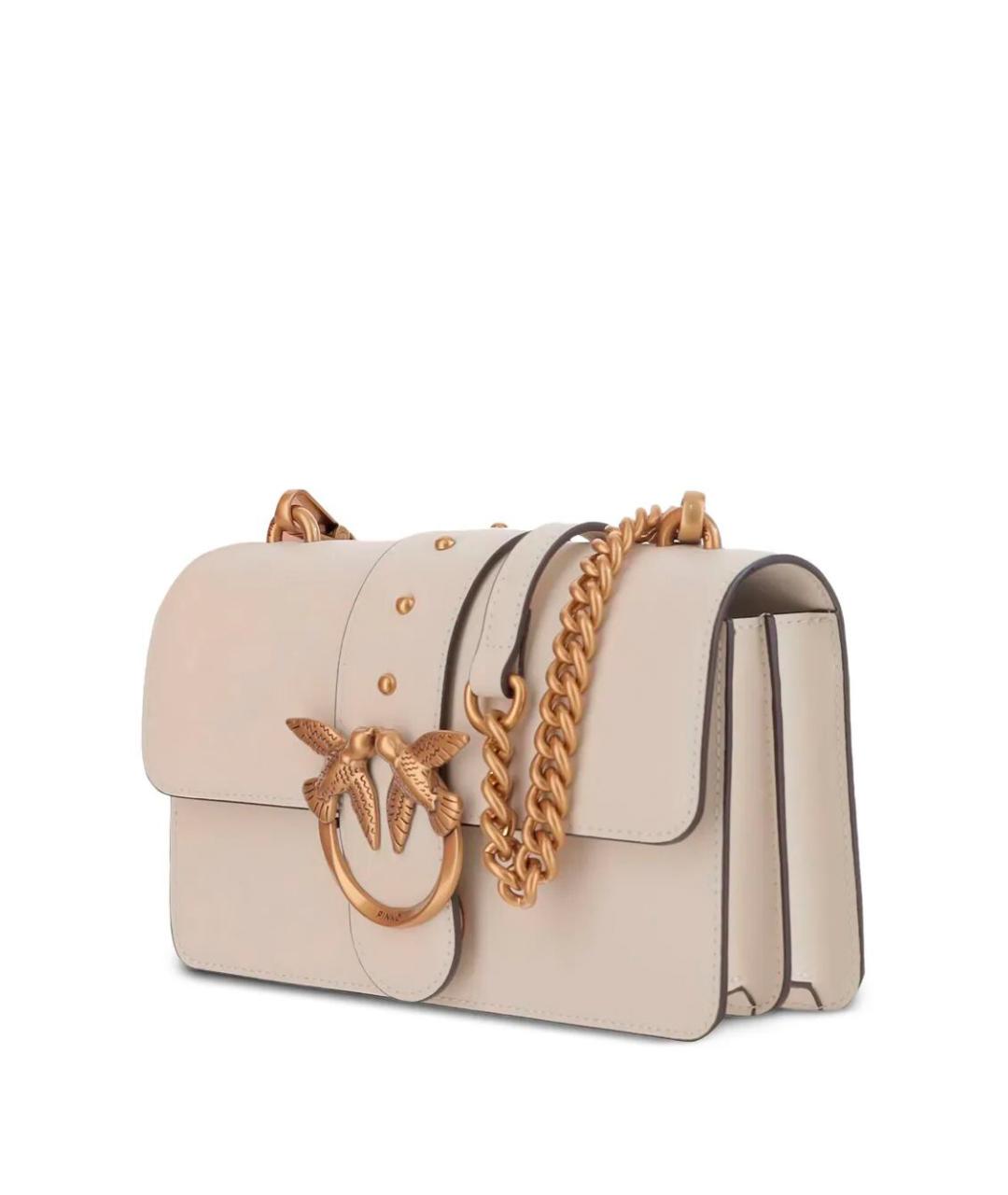 PINKO Бежевая кожаная сумка через плечо, фото 3