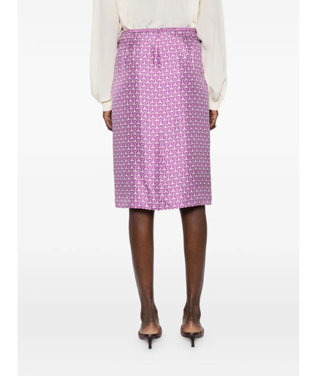 GUCCI Фиолетовая шелковая юбка миди, фото 4