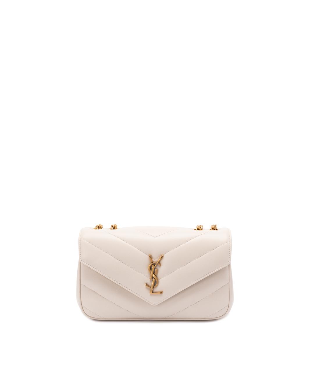 SAINT LAURENT Белая кожаная сумка через плечо, фото 1
