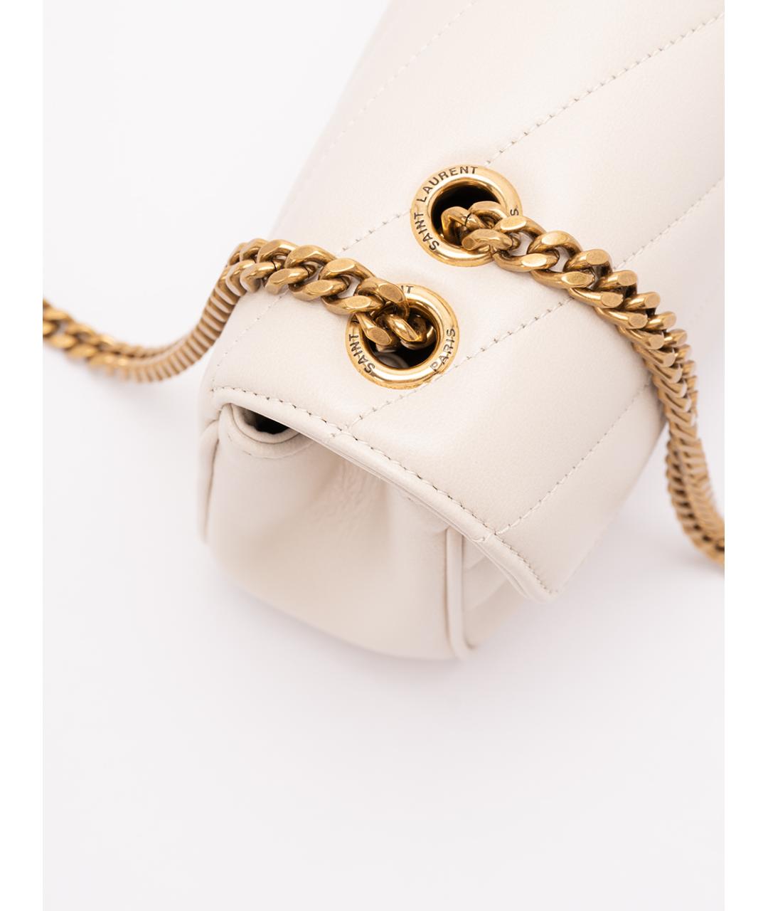 SAINT LAURENT Белая кожаная сумка через плечо, фото 4