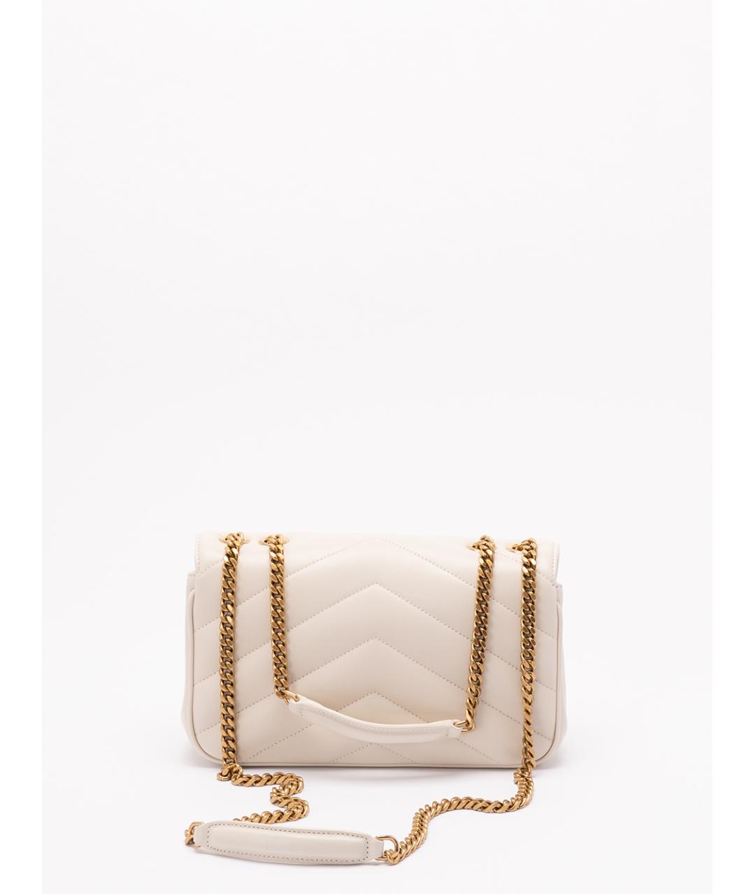 SAINT LAURENT Белая кожаная сумка через плечо, фото 2