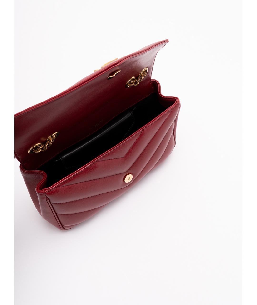 SAINT LAURENT Красная кожаная сумка через плечо, фото 7