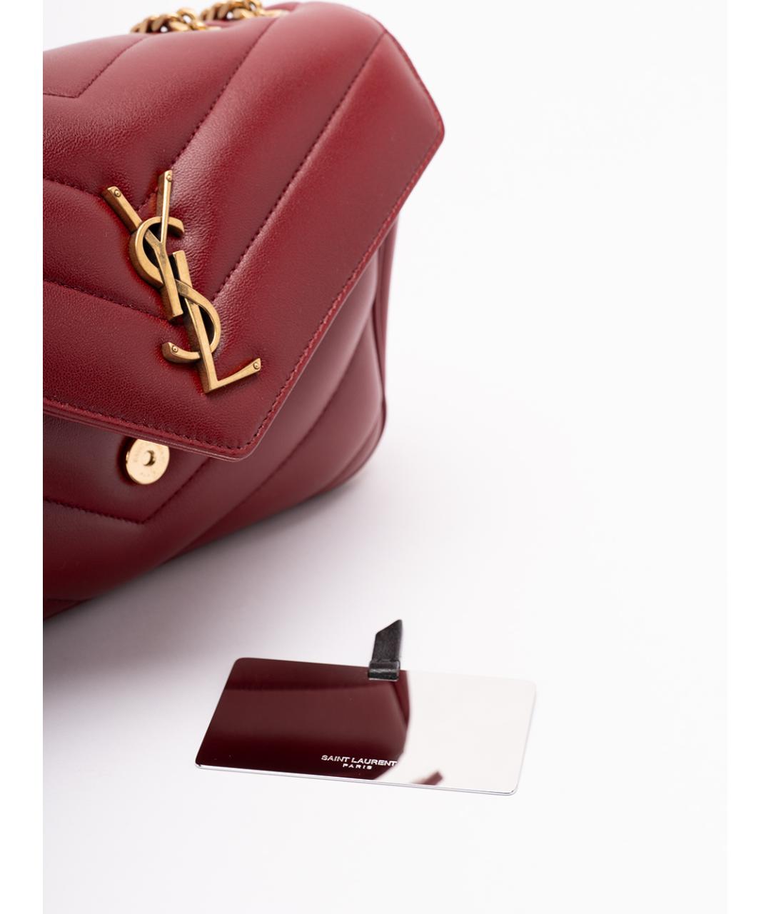 SAINT LAURENT Красная кожаная сумка через плечо, фото 5