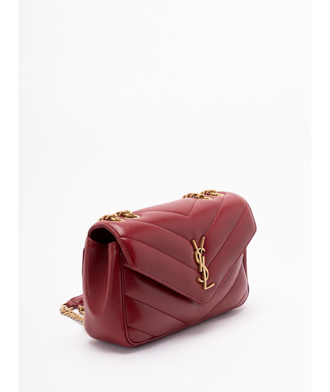 SAINT LAURENT Красная кожаная сумка через плечо, фото 3