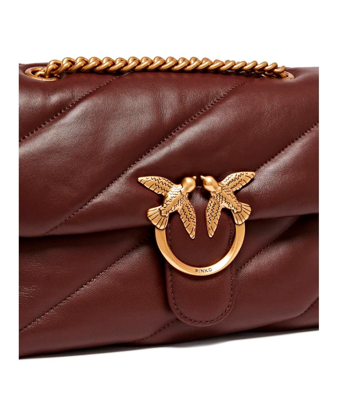PINKO Бордовая кожаная сумка через плечо, фото 4