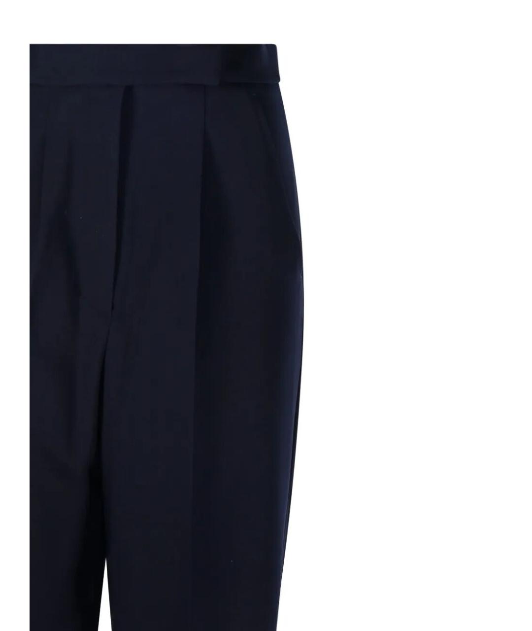 MAX MARA Темно-синие шерстяные прямые брюки, фото 3