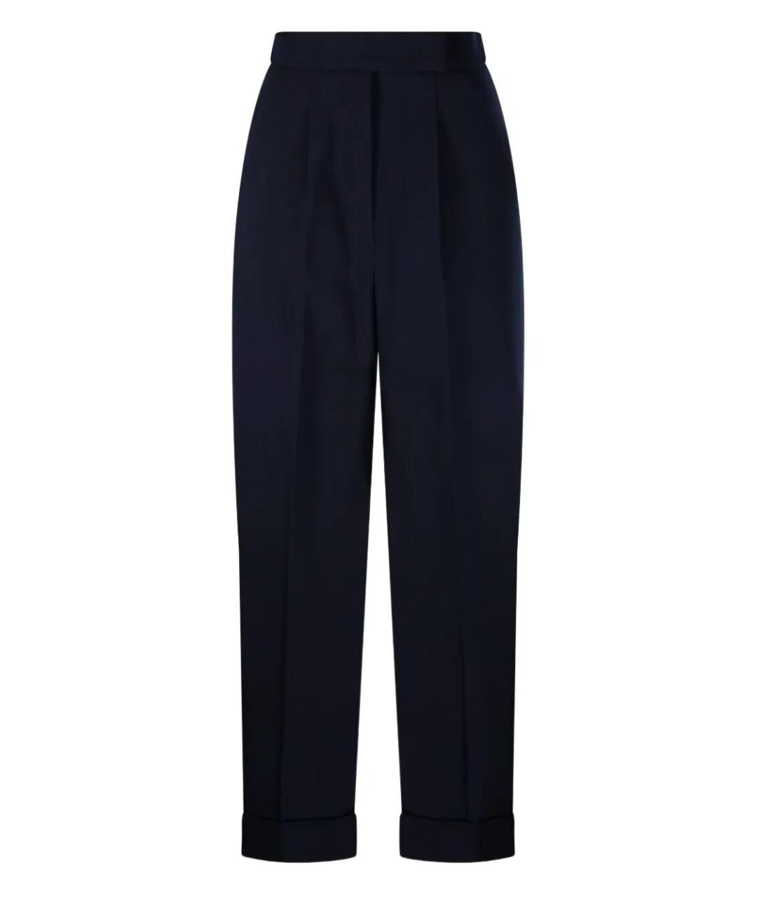 MAX MARA Темно-синие шерстяные прямые брюки, фото 1