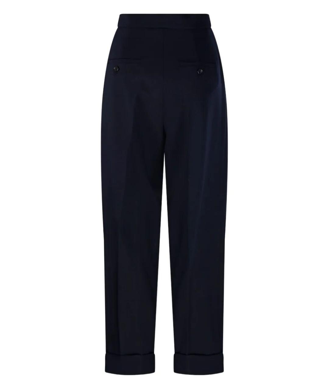 MAX MARA Темно-синие шерстяные прямые брюки, фото 2