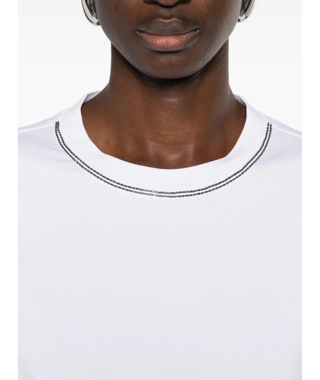 BRUNELLO CUCINELLI Белая хлопковая футболка, фото 3