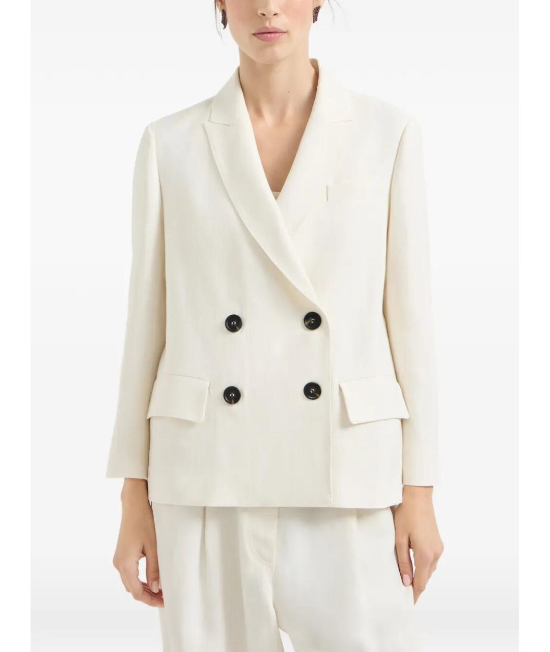 BRUNELLO CUCINELLI Белый вискозный жакет/пиджак, фото 4