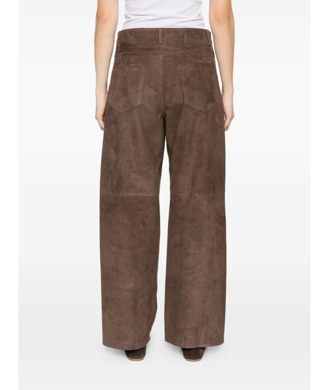 MAX MARA Коричневые замшевые прямые брюки, фото 3