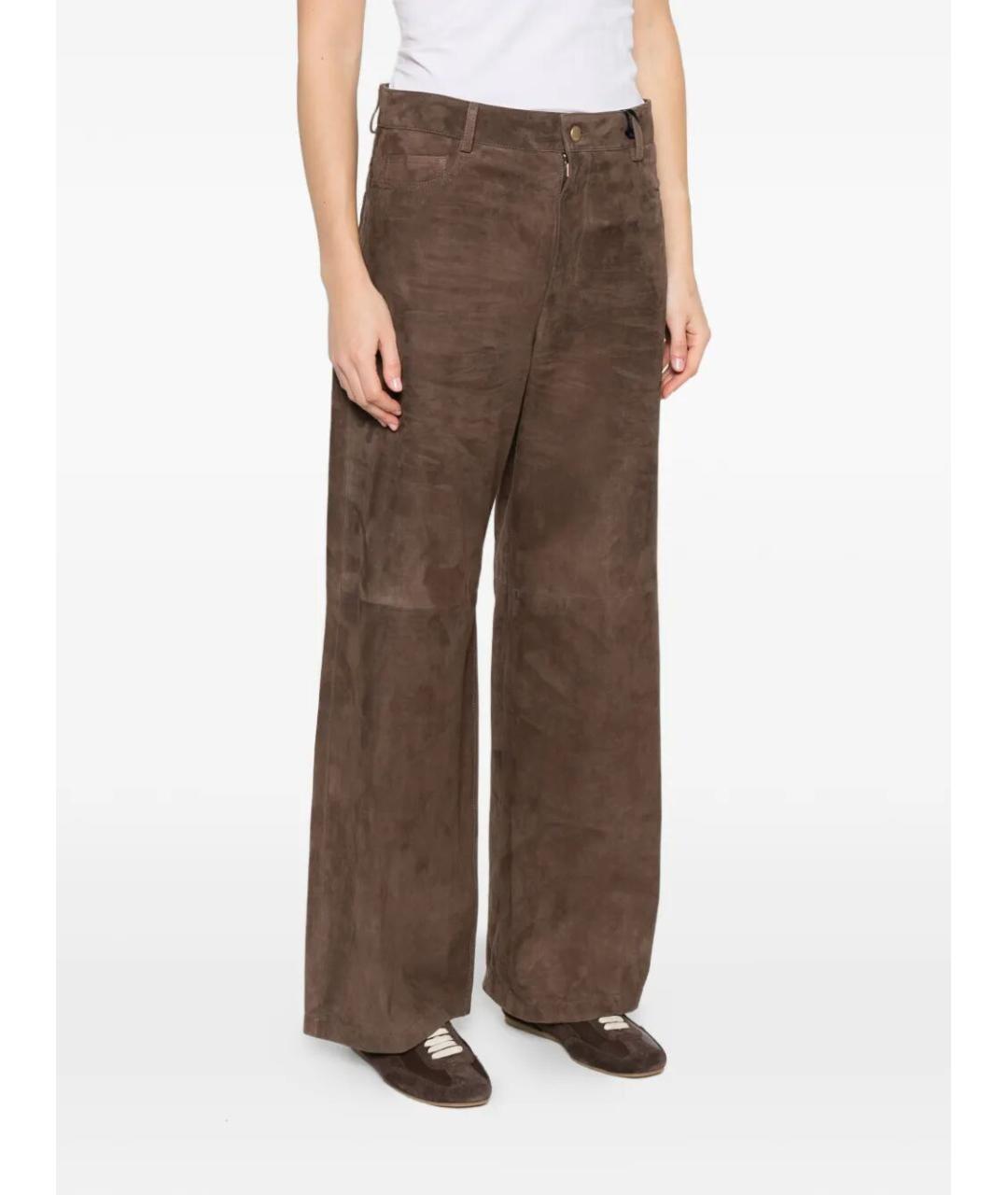 MAX MARA Коричневые замшевые прямые брюки, фото 5