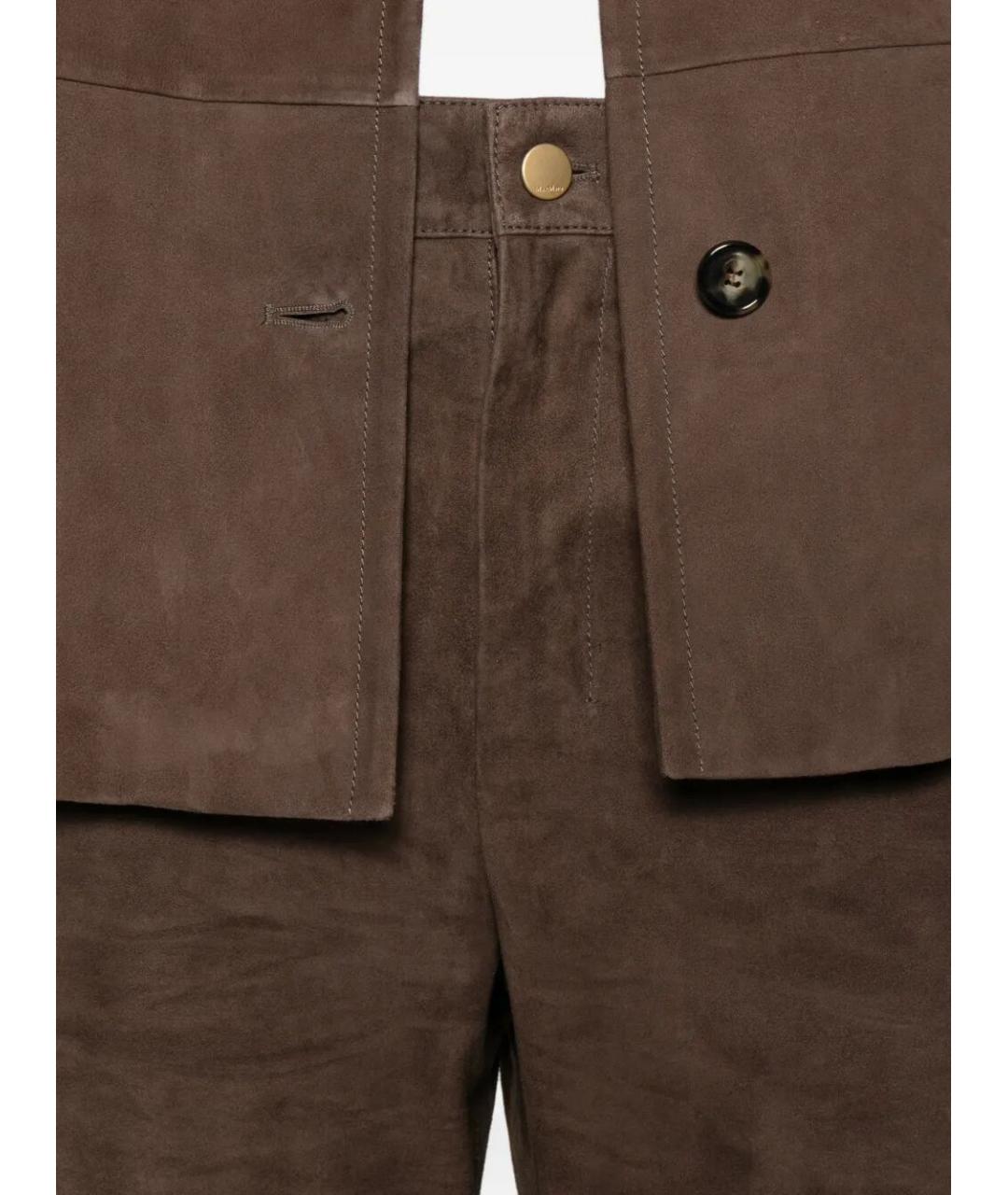 MAX MARA Коричневые замшевые прямые брюки, фото 4
