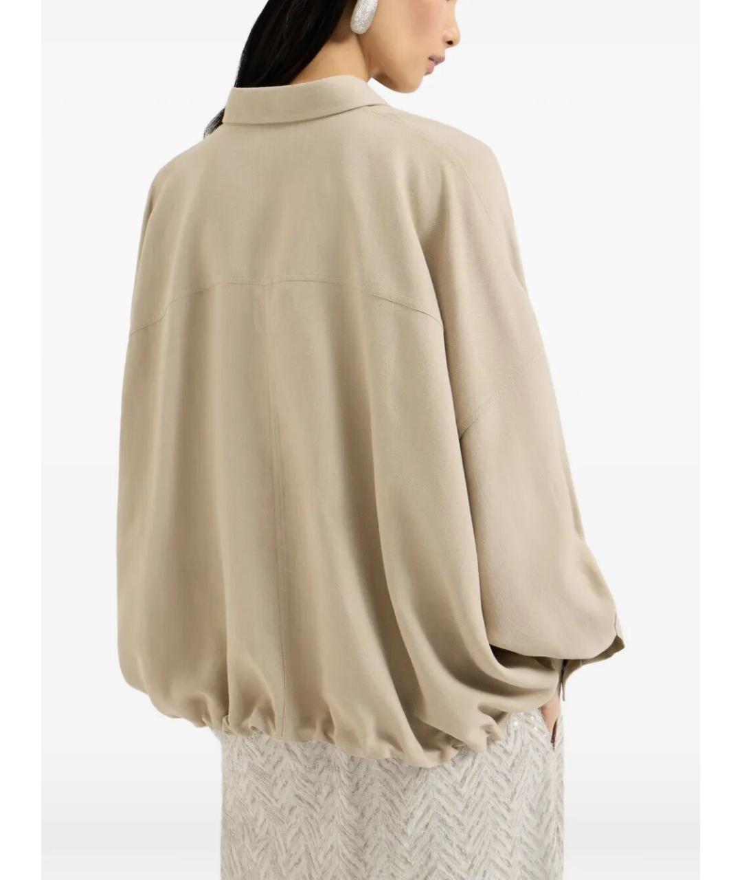 BRUNELLO CUCINELLI Бежевая вискозная рубашка, фото 3