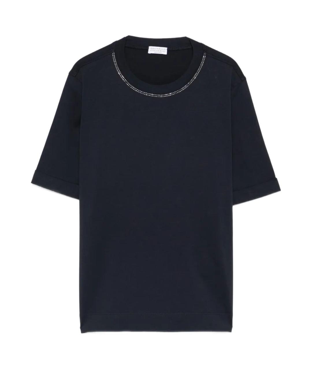 BRUNELLO CUCINELLI Синяя хлопковая футболка, фото 1