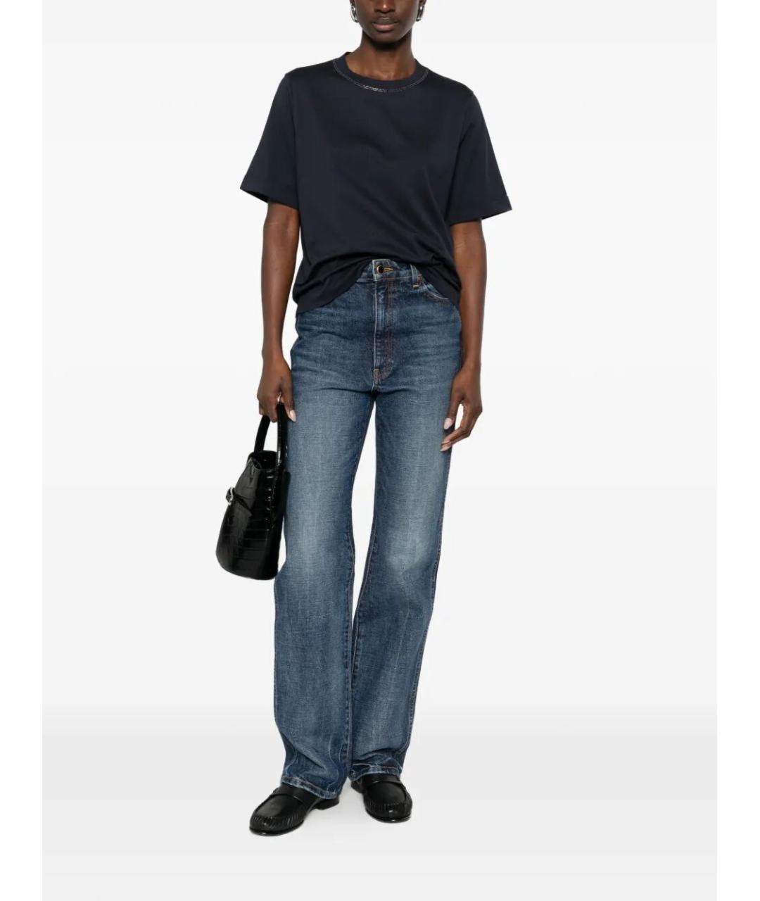 BRUNELLO CUCINELLI Синяя хлопковая футболка, фото 2