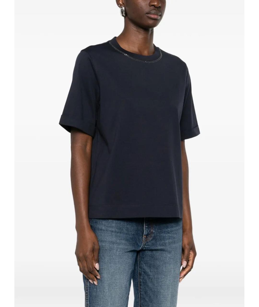 BRUNELLO CUCINELLI Синяя хлопковая футболка, фото 3