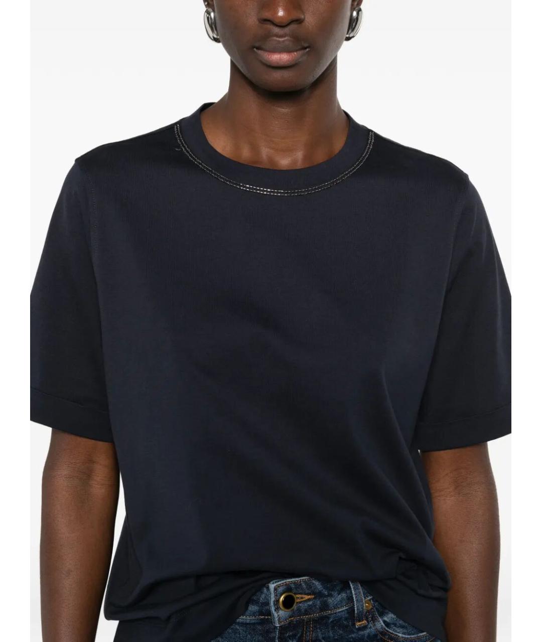 BRUNELLO CUCINELLI Синяя хлопковая футболка, фото 5