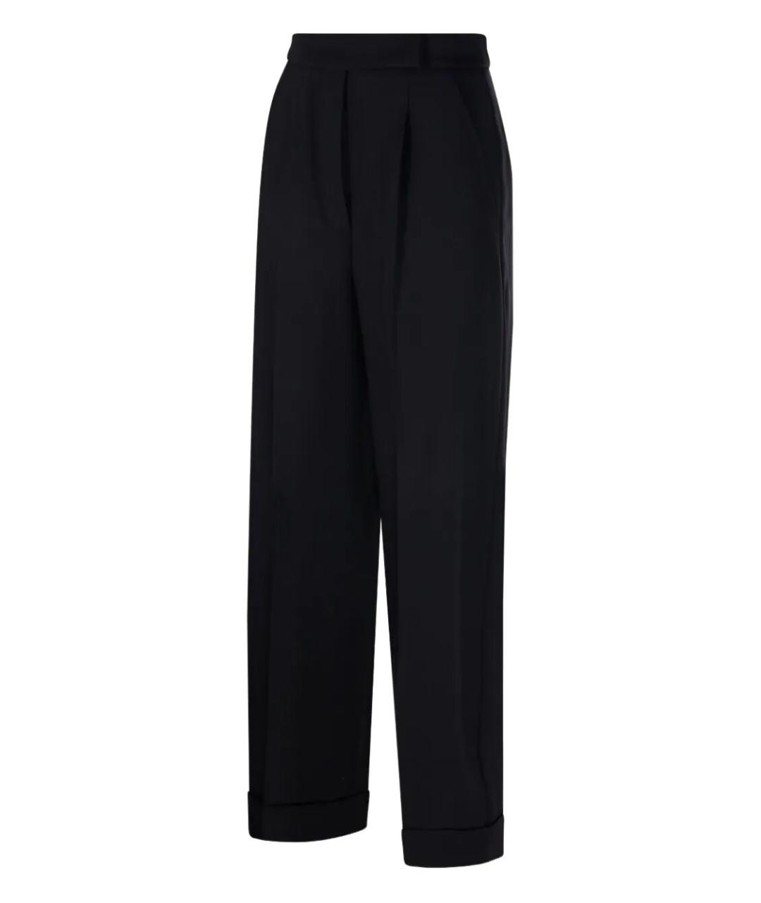 MAX MARA Черные шерстяные прямые брюки, фото 3