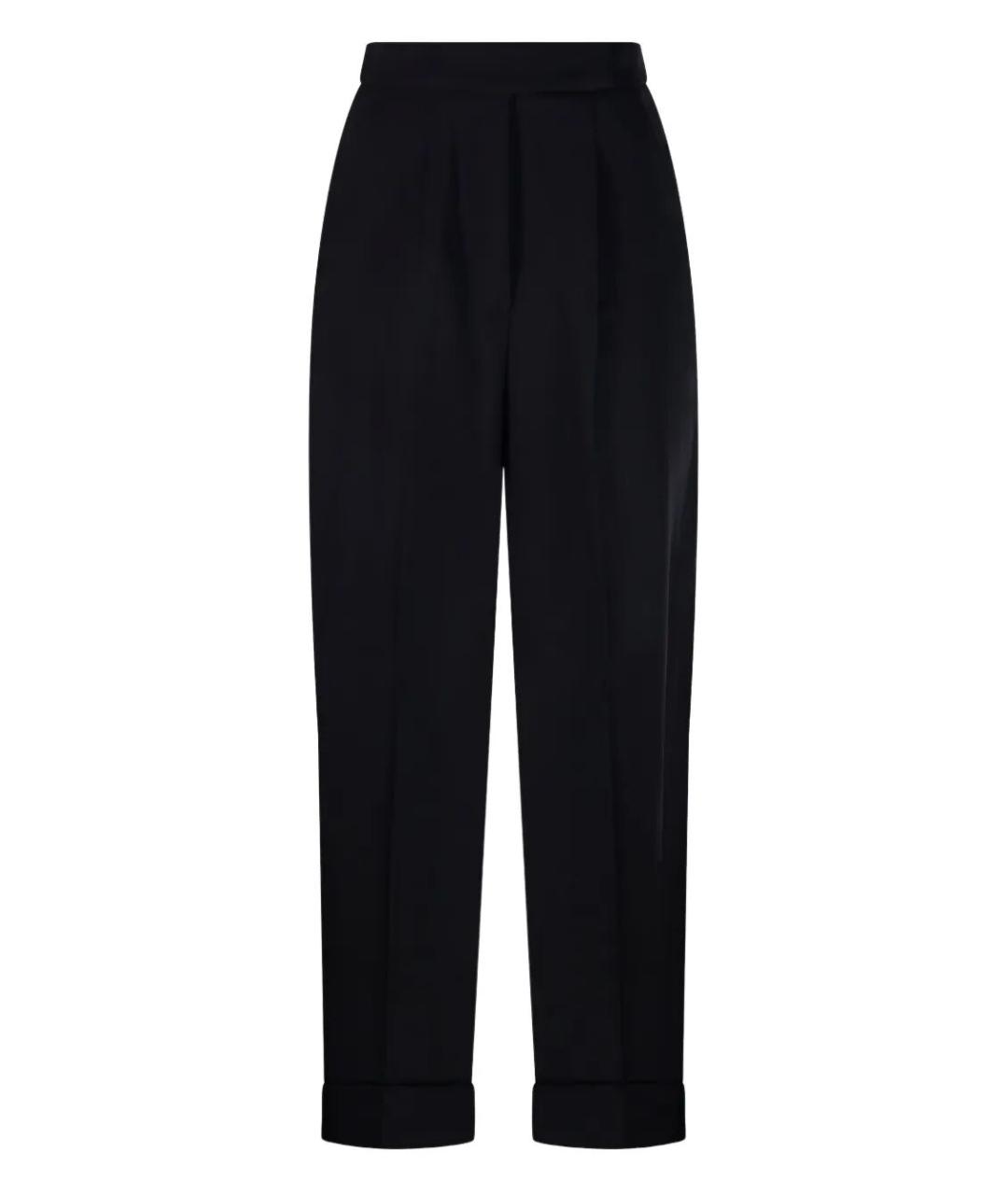 MAX MARA Черные шерстяные прямые брюки, фото 1