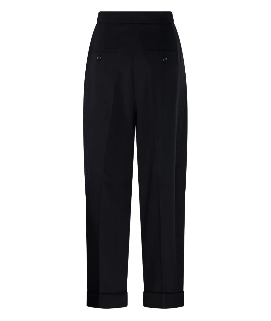 MAX MARA Черные шерстяные прямые брюки, фото 4