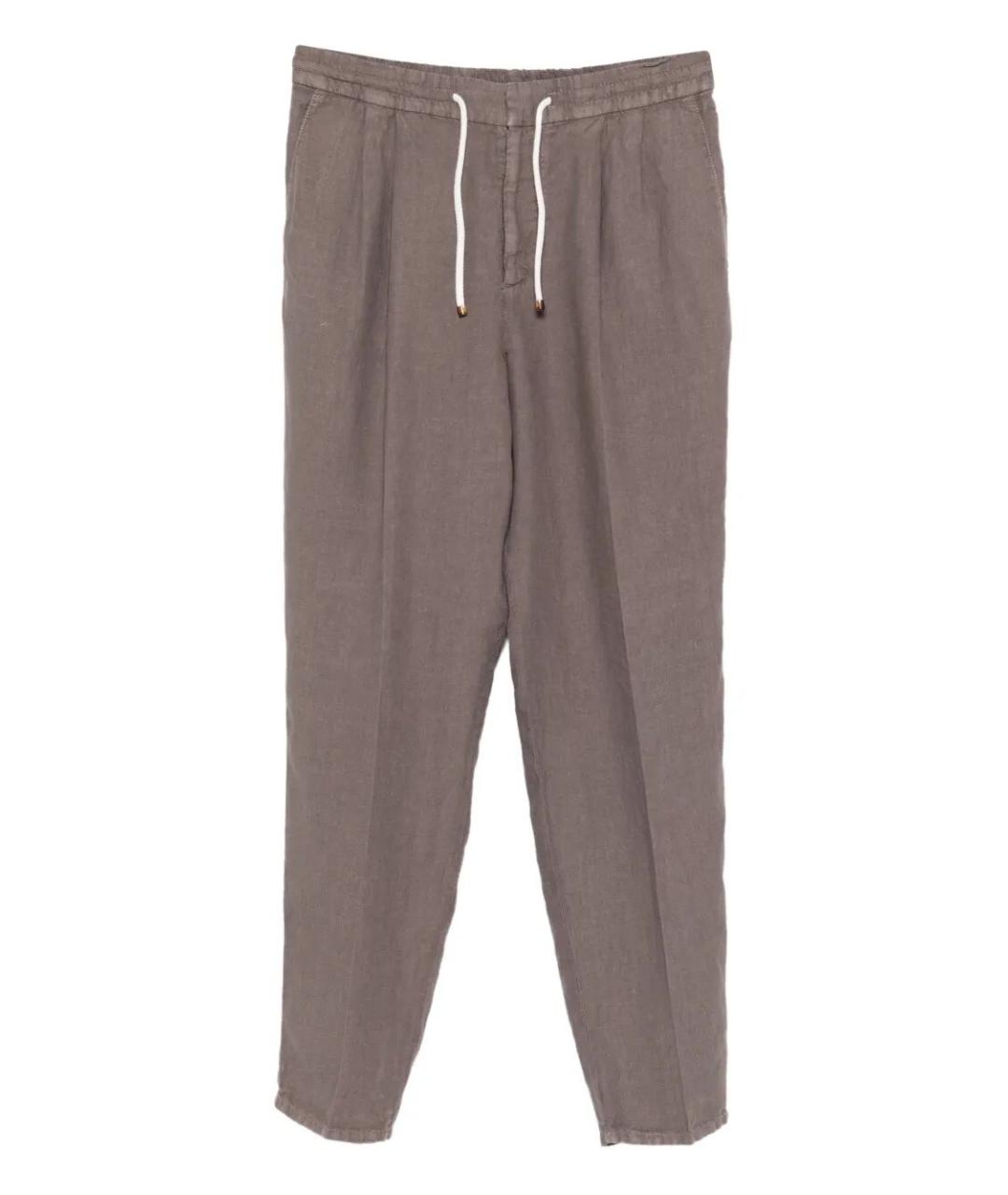 BRUNELLO CUCINELLI Бежевые льняные повседневные брюки, фото 1