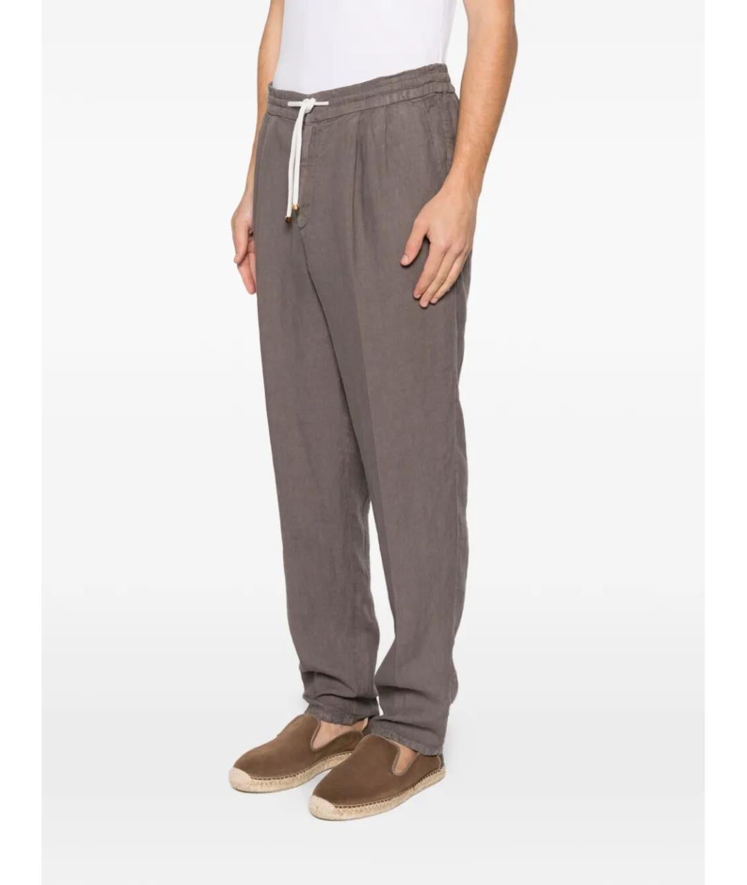 BRUNELLO CUCINELLI Бежевые льняные повседневные брюки, фото 3