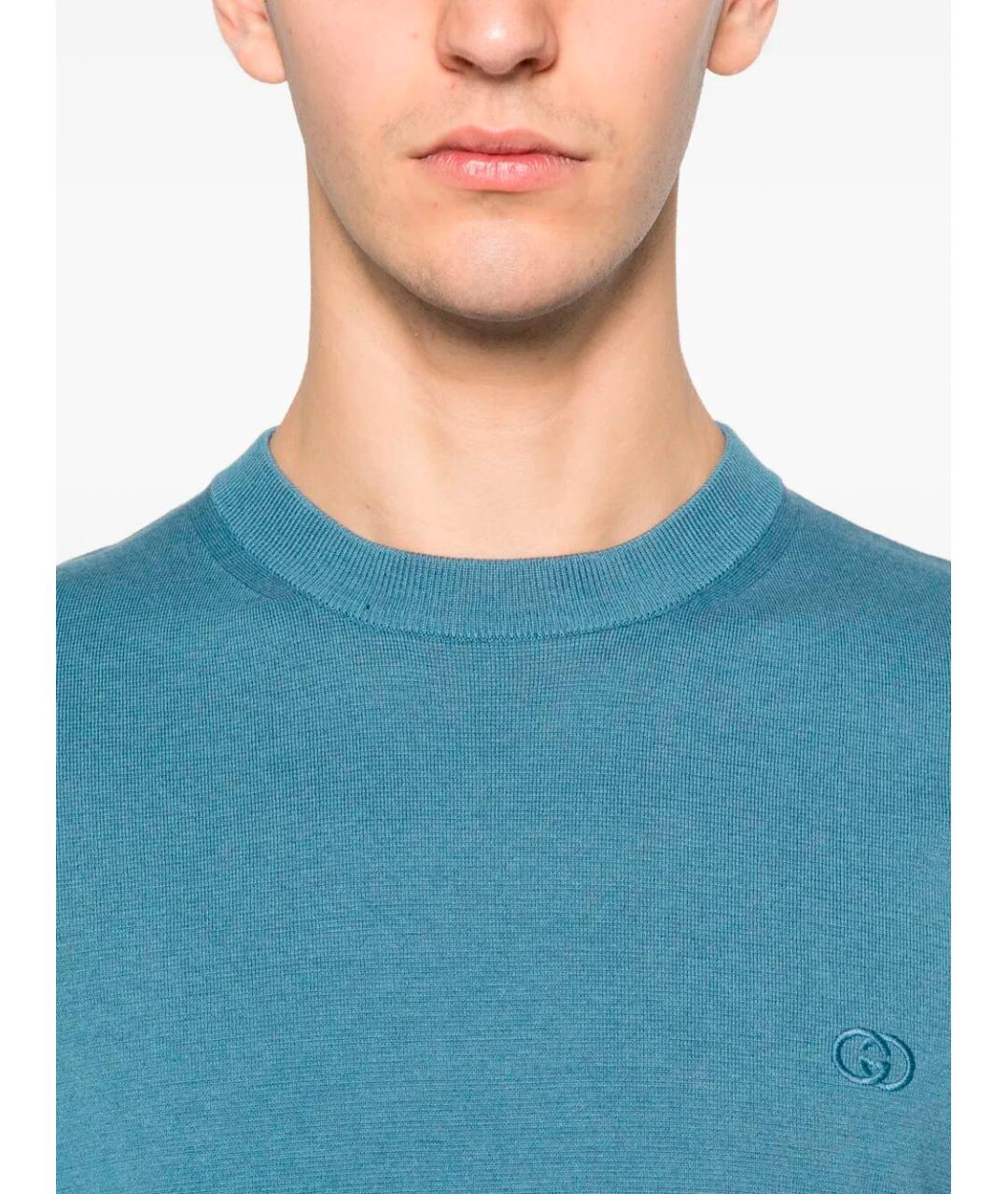 GUCCI Бирюзовый шелковый джемпер / свитер, фото 4