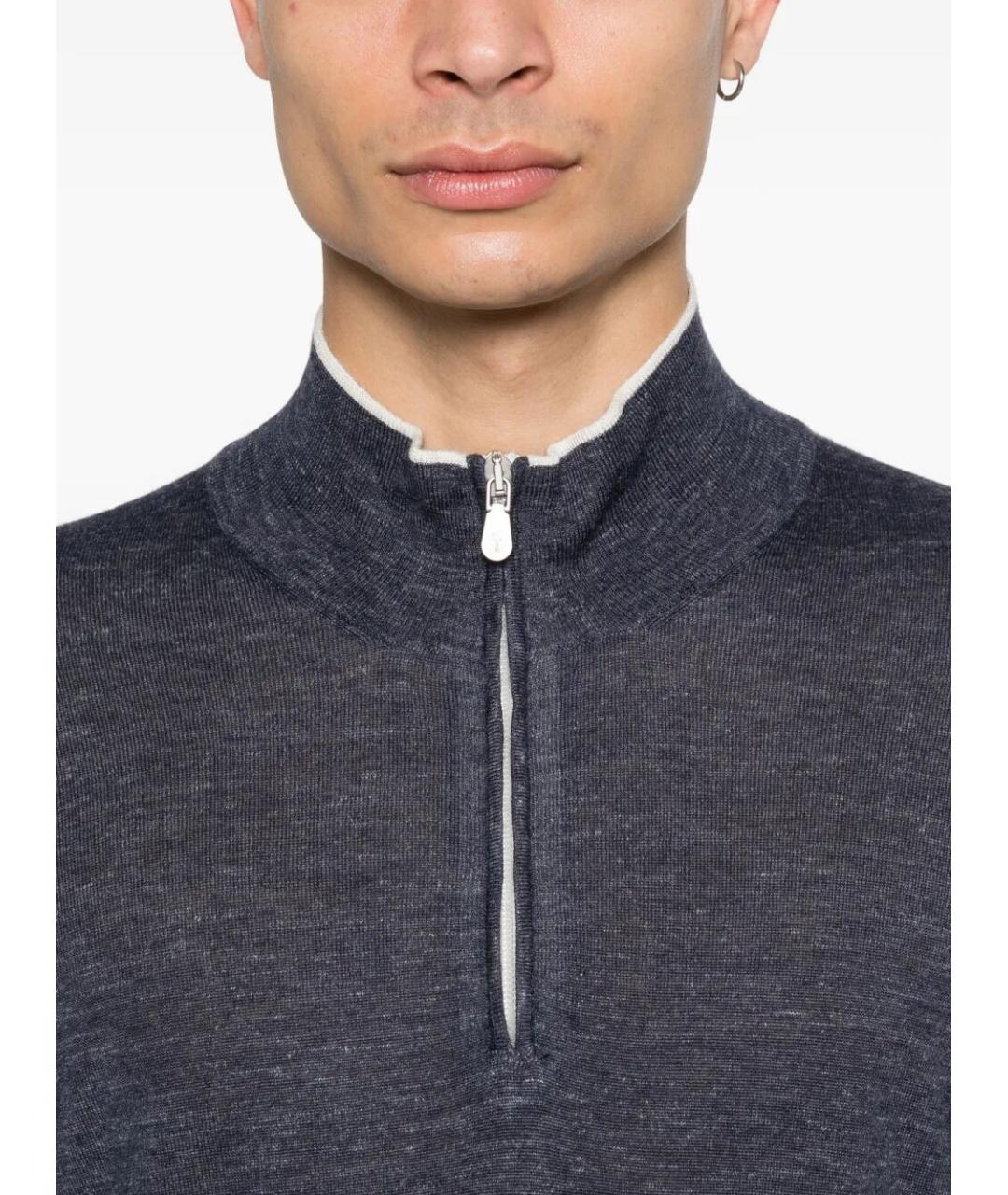 BRUNELLO CUCINELLI Синий кашемировый джемпер / свитер, фото 5