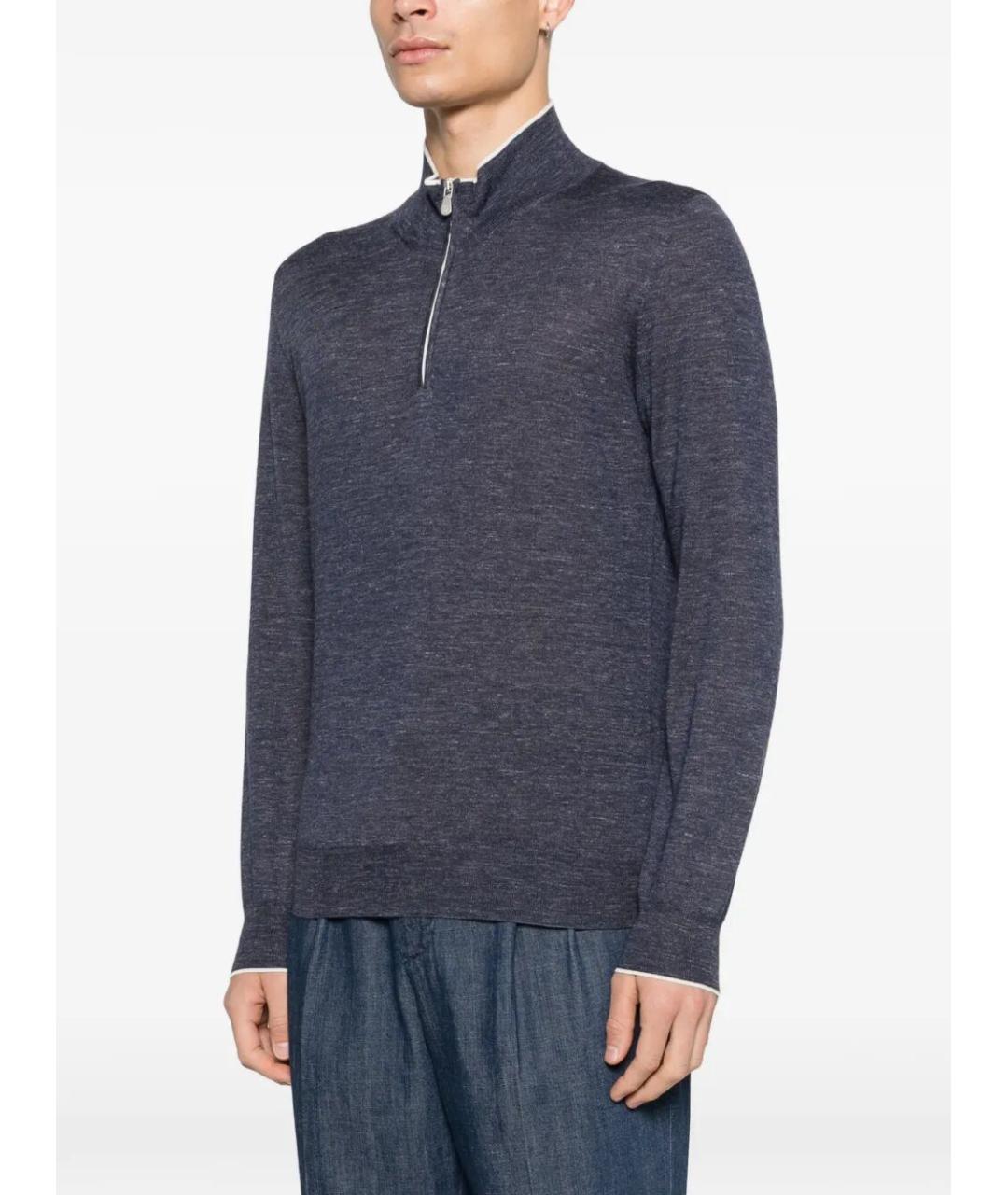 BRUNELLO CUCINELLI Синий кашемировый джемпер / свитер, фото 4