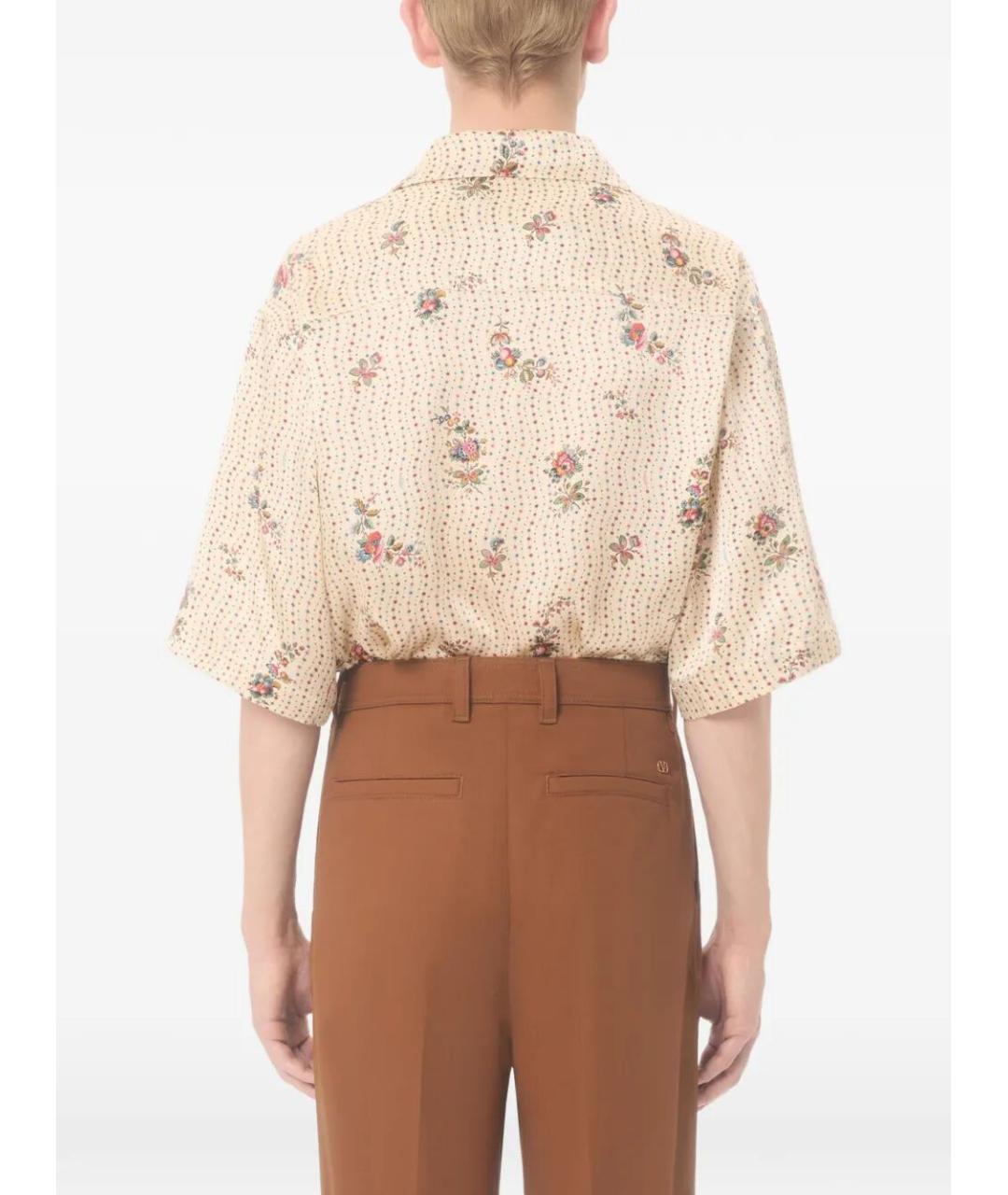 VALENTINO Бежевая шелковая кэжуал рубашка, фото 4